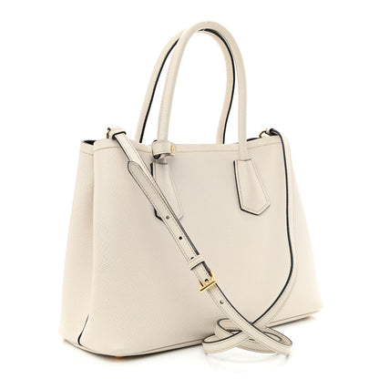 Prada Saffiano Cuir Small Double Bag Talco Black 3 of 11