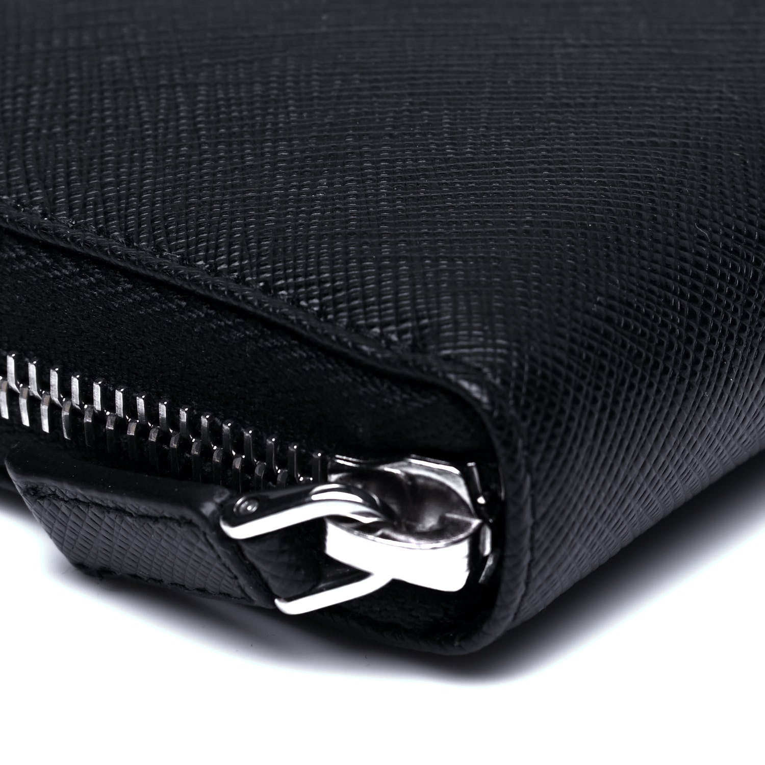 Prada Saffiano Zip Around Wallet Black 5 of 7