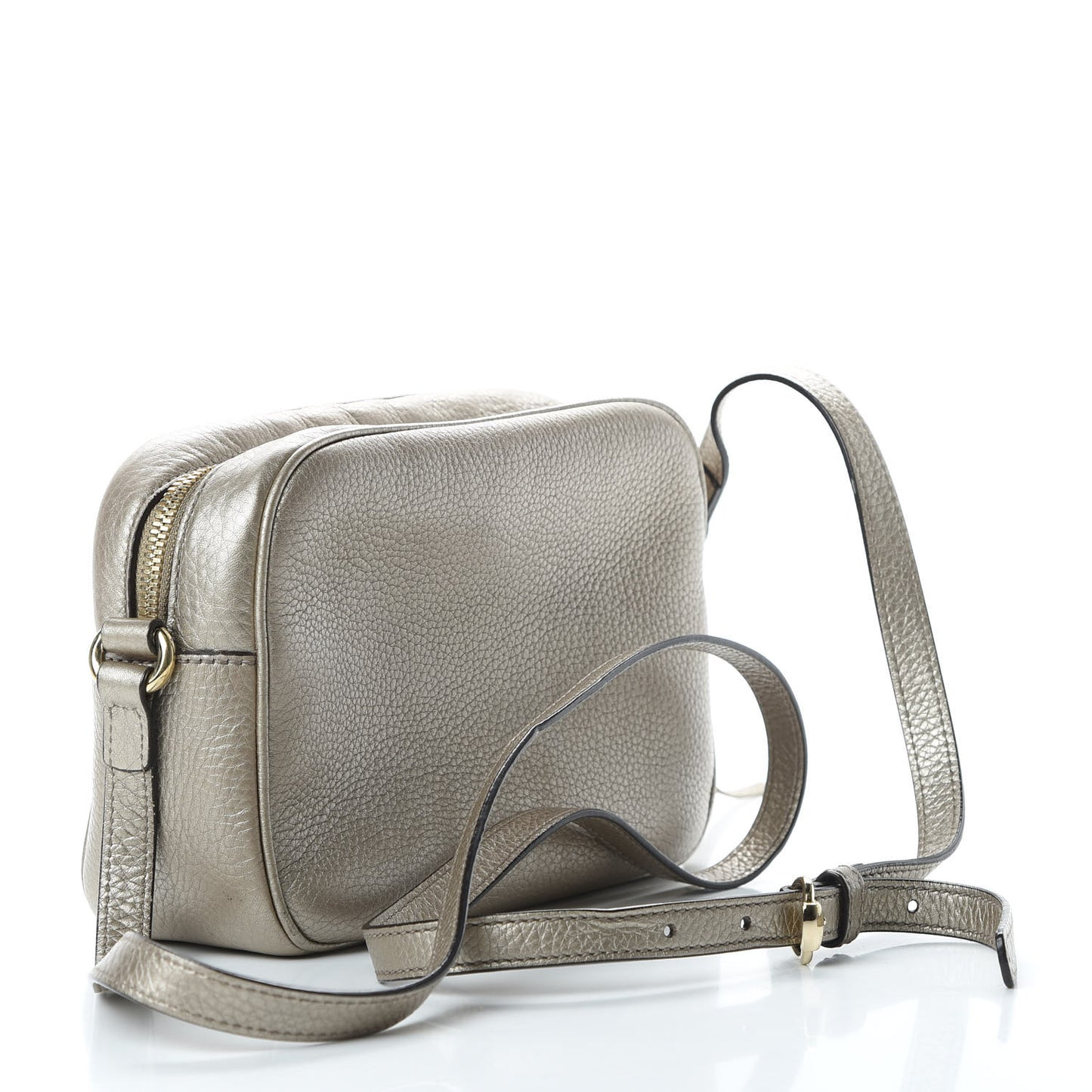 Metallic Pebbled Calfskin Small Soho Disco Bag Golden Beige