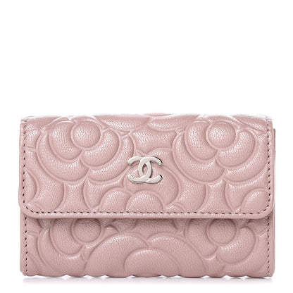 Chanel Goatskin Camellia Embossed Card Holder Wallet Light Pink 1 of 9