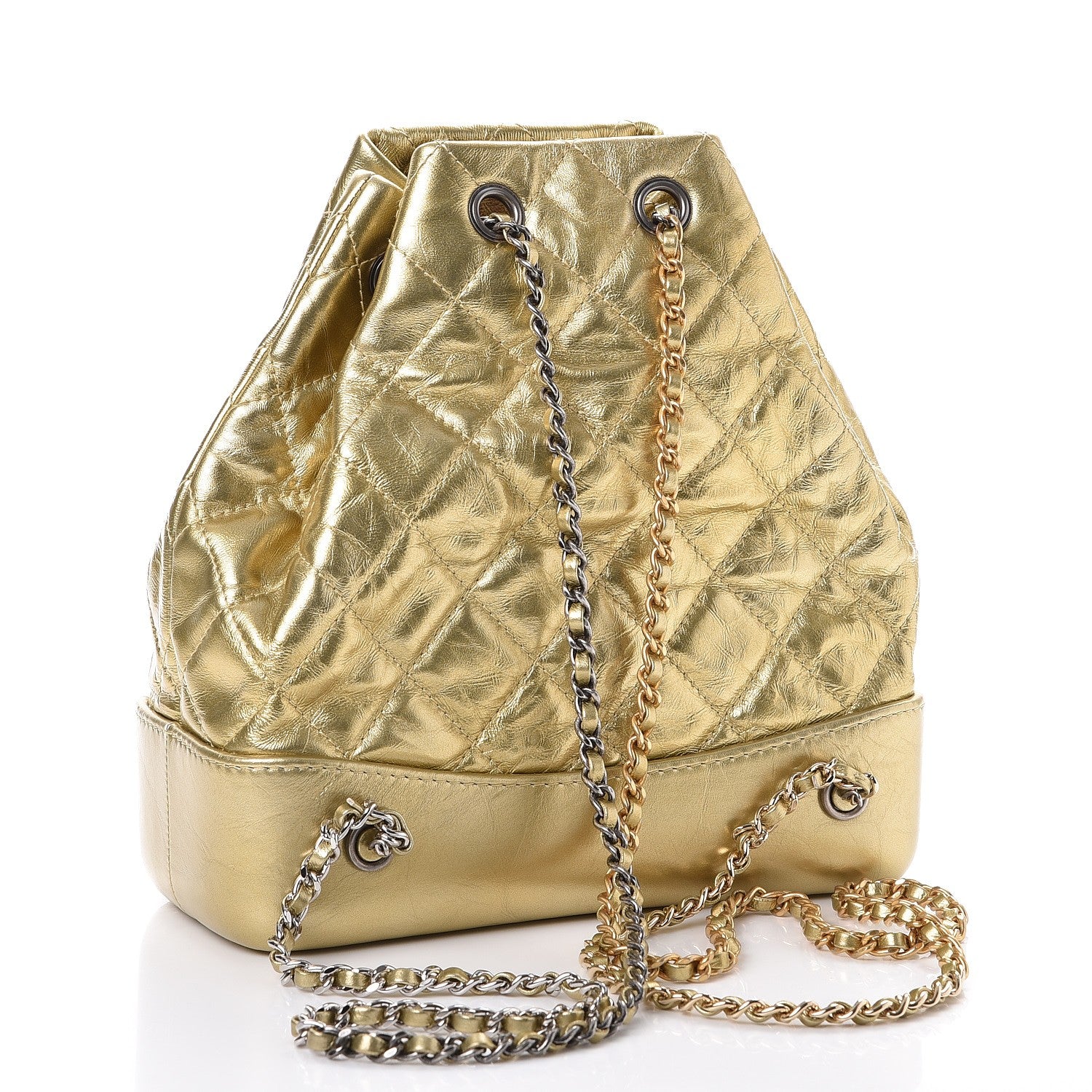 Chanel Metallic Aged Calfskin Quilted Gabrielle Backpack Gold 3 of 9