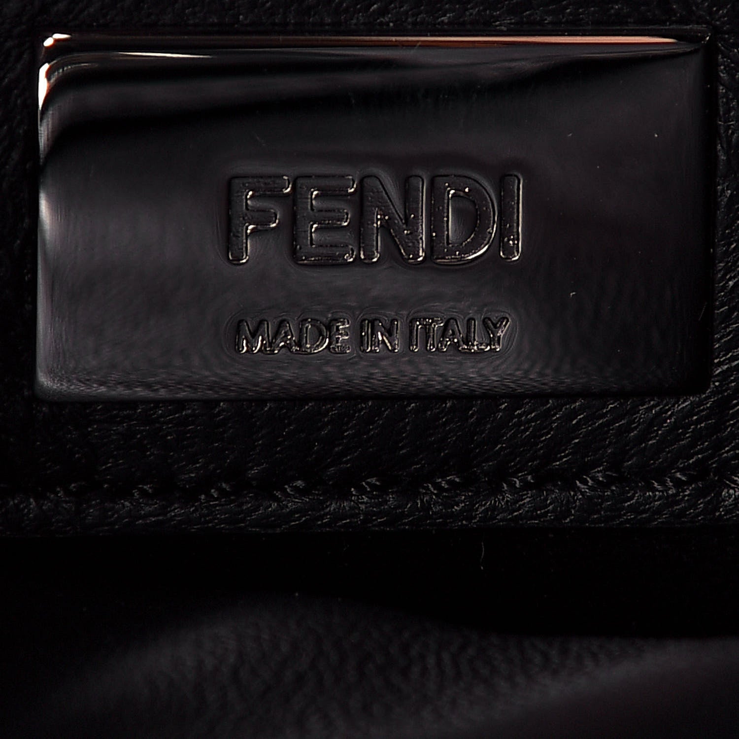 Fendi Vitello Seta Shiny Nappa Pearl Scallopped Studded Mini Peekaboo Iconic Satchel Black 6 of 13