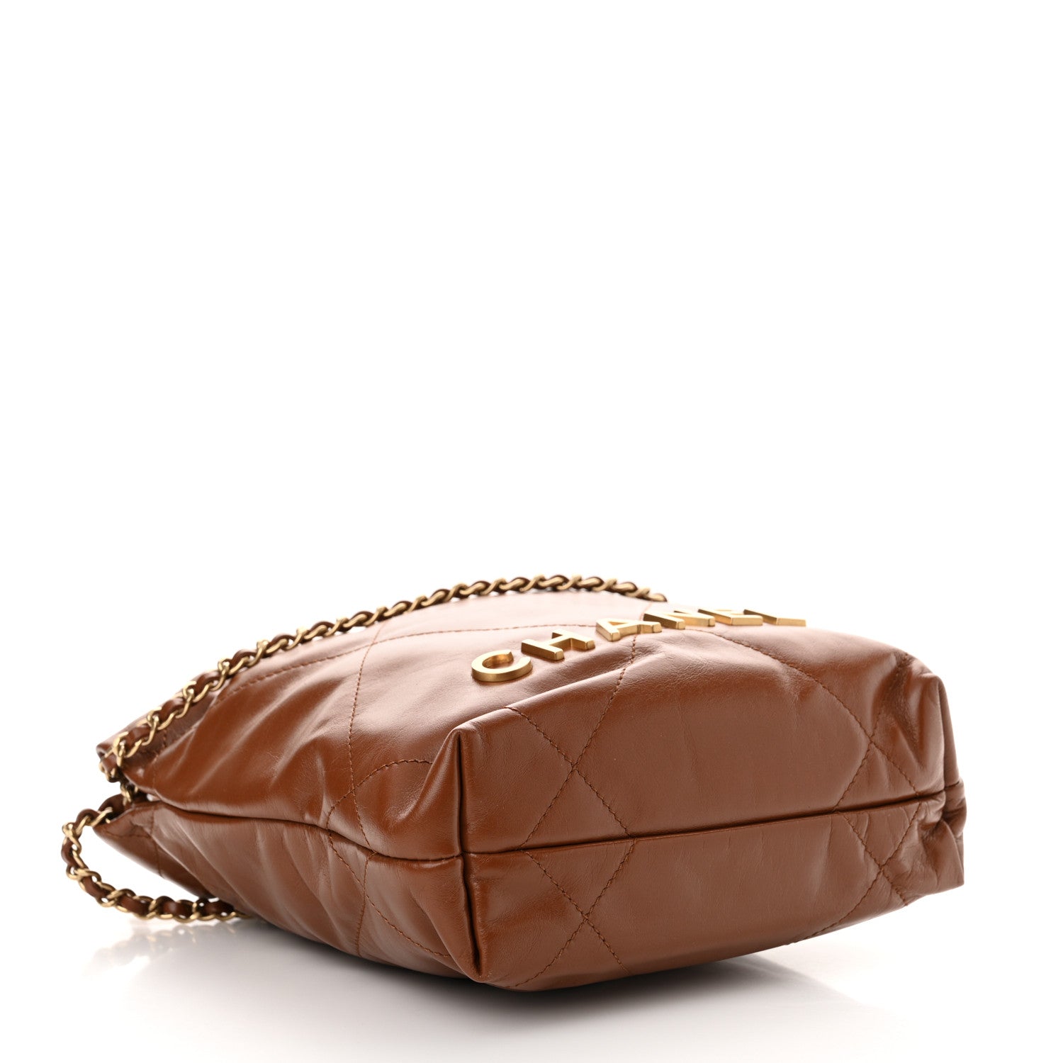 Chanel Shiny Calfskin Quilted Mini Chanel 22 Light Brown 4 of 10