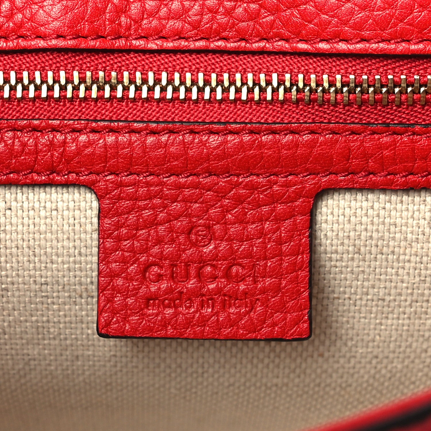 Gucci Pebbled Calfskin Medium Soho Flap Crossbody Vibrant Red 6 of 9