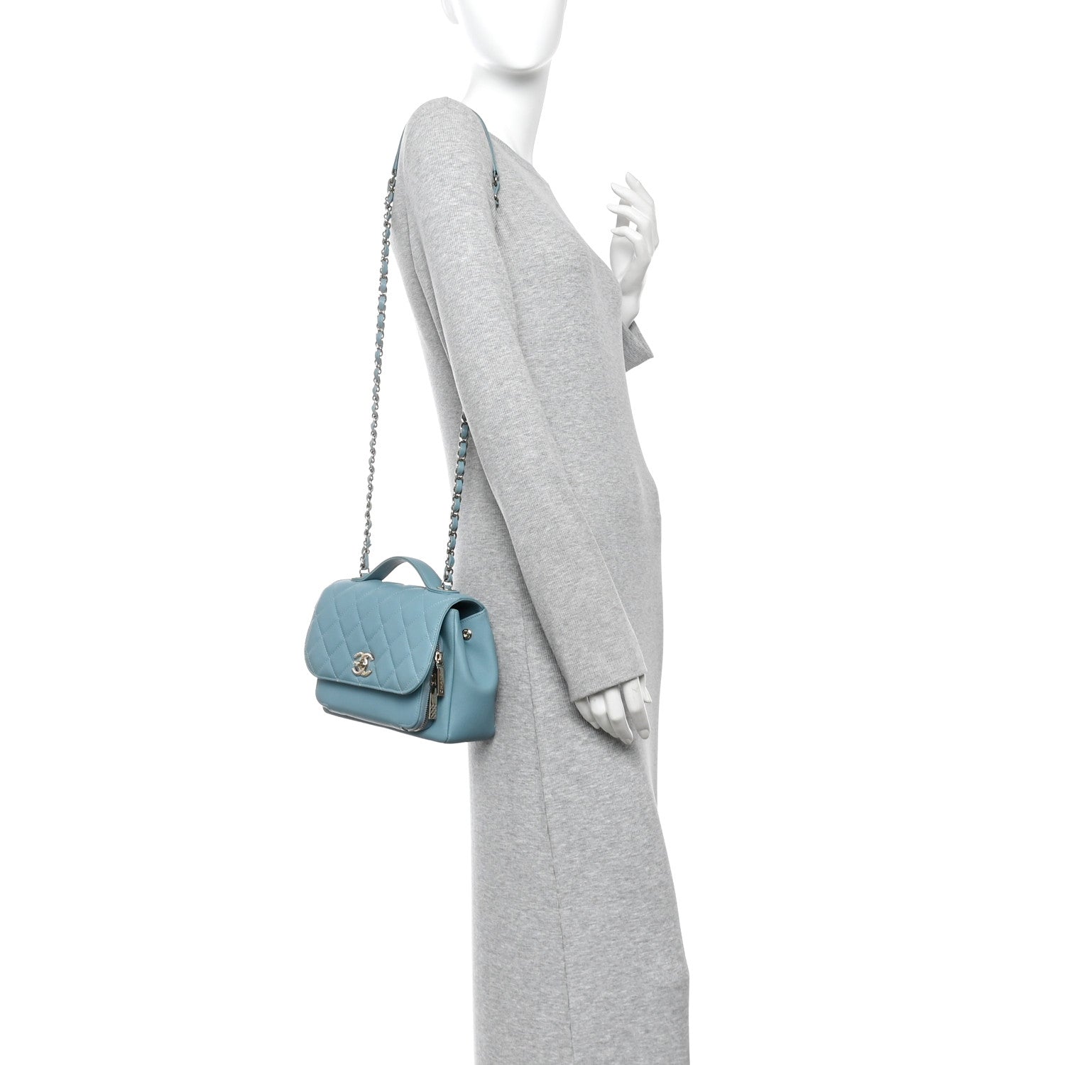 Chanel Caviar Quilted Medium Business Affinity Flap Light Blue 2 of 10