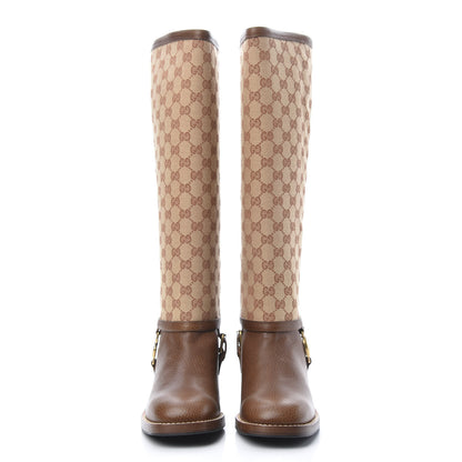 Gucci GG Monogram Calfskin Lola Tall Boots 41.5 Beige Ruggine Cuir 2 of 8