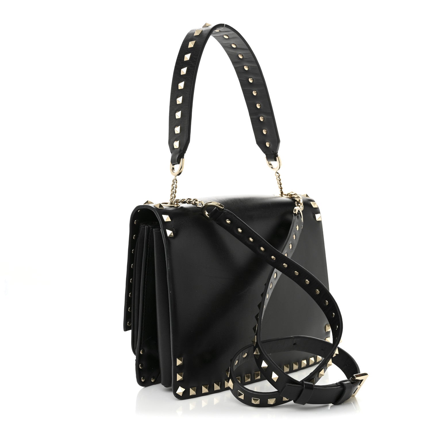 Valentino Garavani Vitello Rockstud Top Handle Shoulder Bag Black 3 of 9