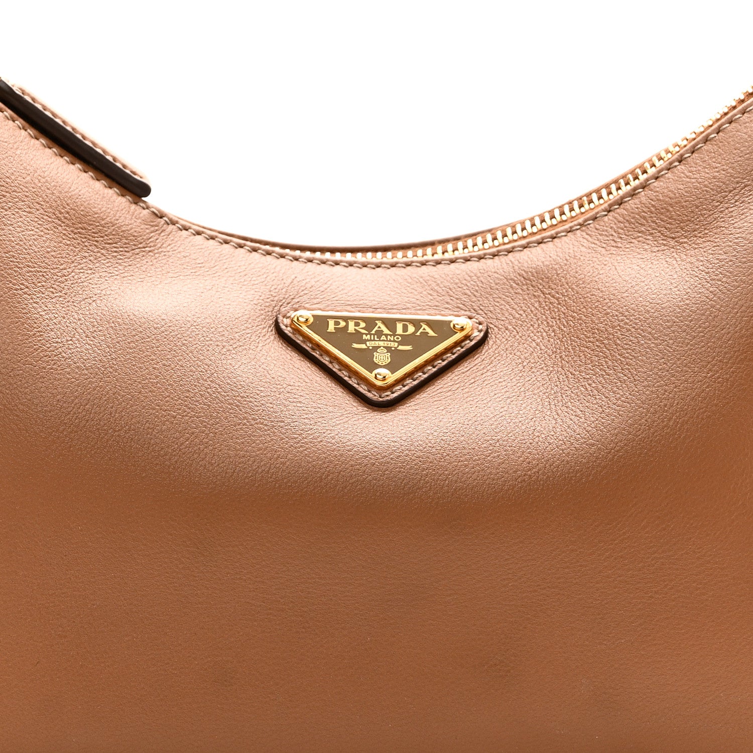 Prada Soft Calfskin Medium Aimee Shoulder Bag Caramel 7 of 9