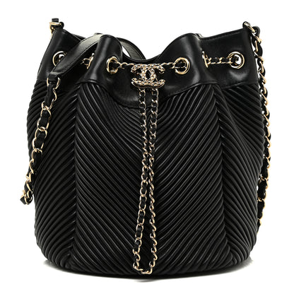 Chanel Lambskin Chevron Drawstring Bag Black 1 of 13