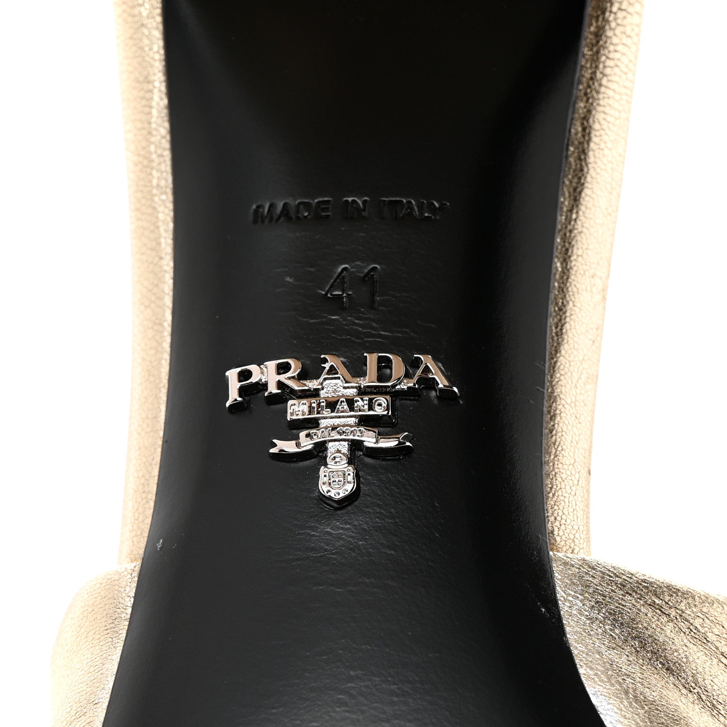 Prada Nappa Logo Quilted 65mm Block Heel Slide Sandals 41 Gold 6 of 8