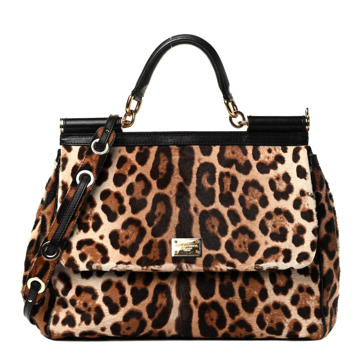 Calf Hair Leopard Print Large Miss Sicily Satchel Naturale