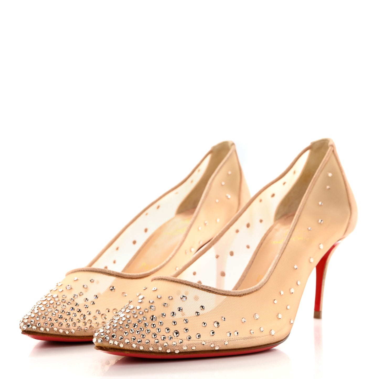 Suede Lame Crystal Strass Follies 85 Pumps 39.5 Light Silk