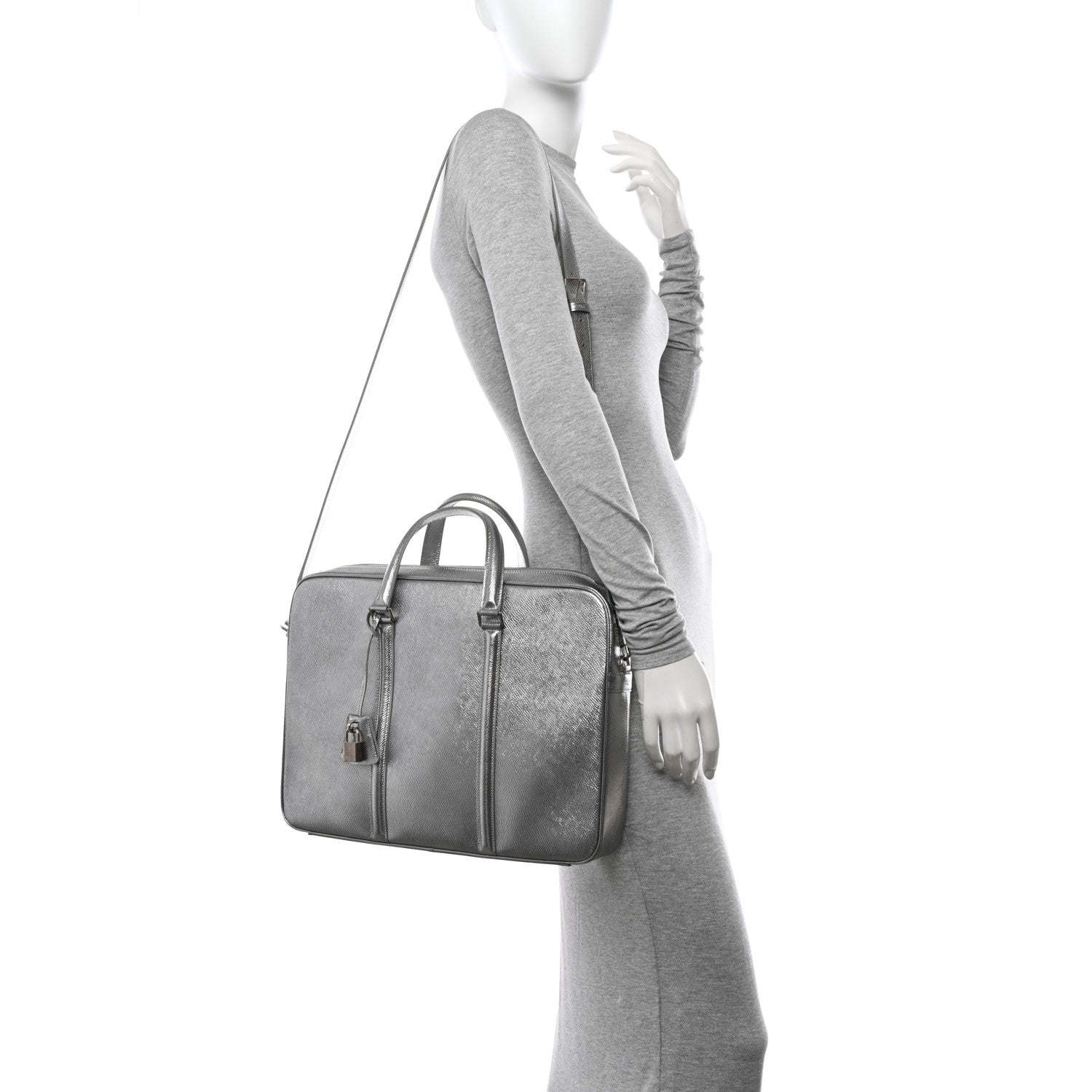 Celine Cartable Briefcase Silver 2 of 10