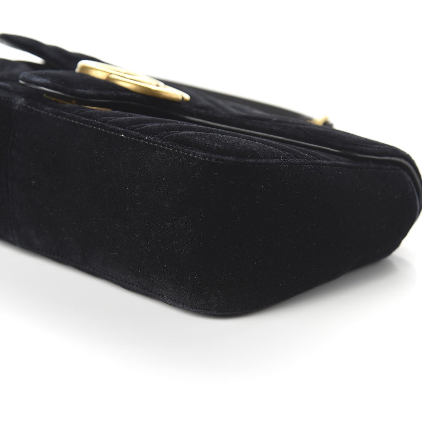 Velvet Matelasse Small GG Marmont Shoulder Bag Black