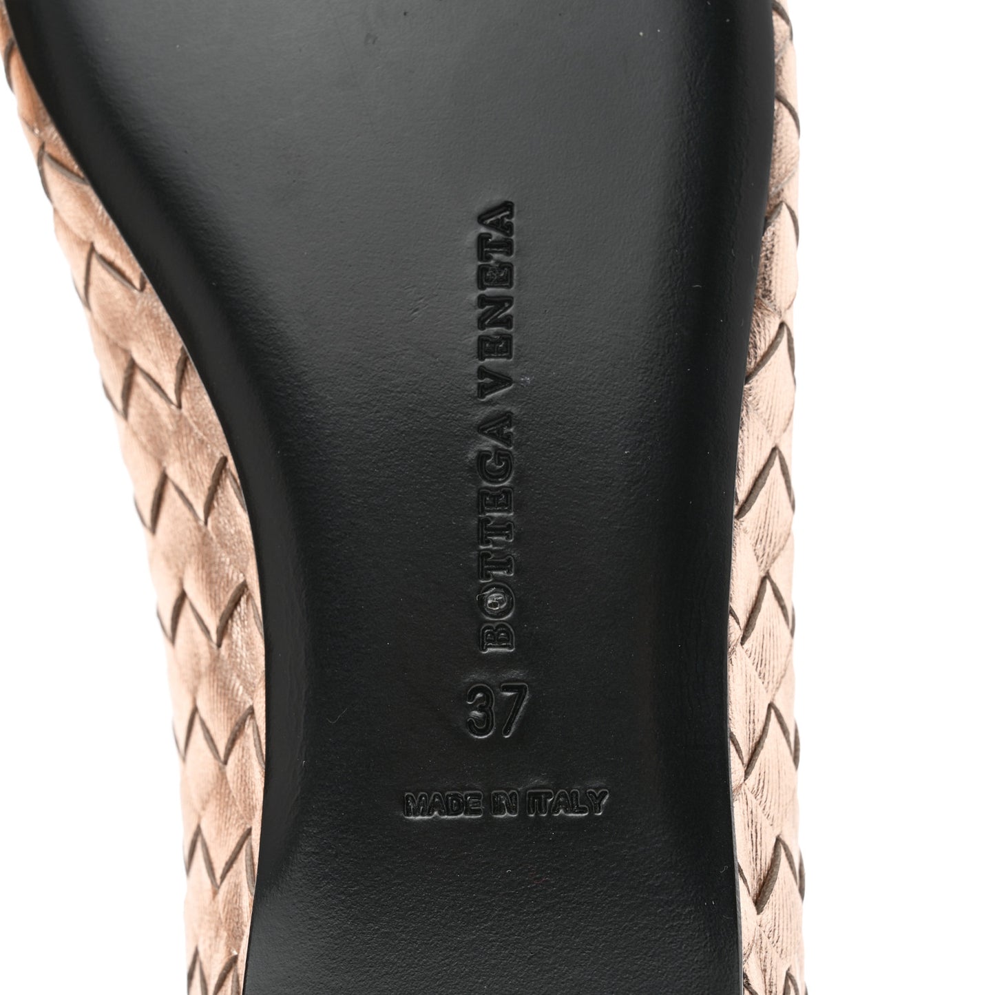 Metallic Grosgrain Intrecciato Flats 37 Rose Gold