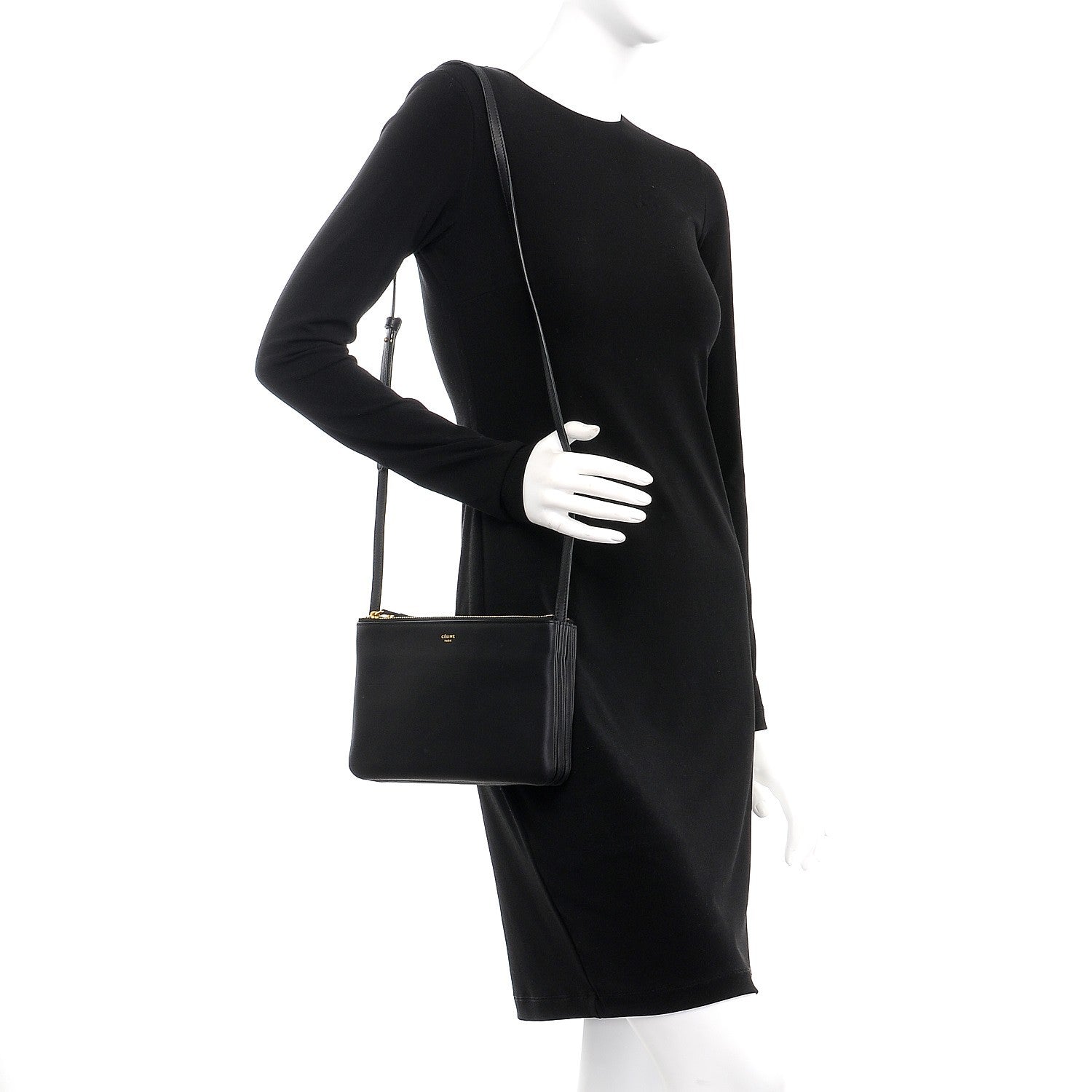 Celine Lambskin Small Trio Crossbody Bag Black 2 of 9