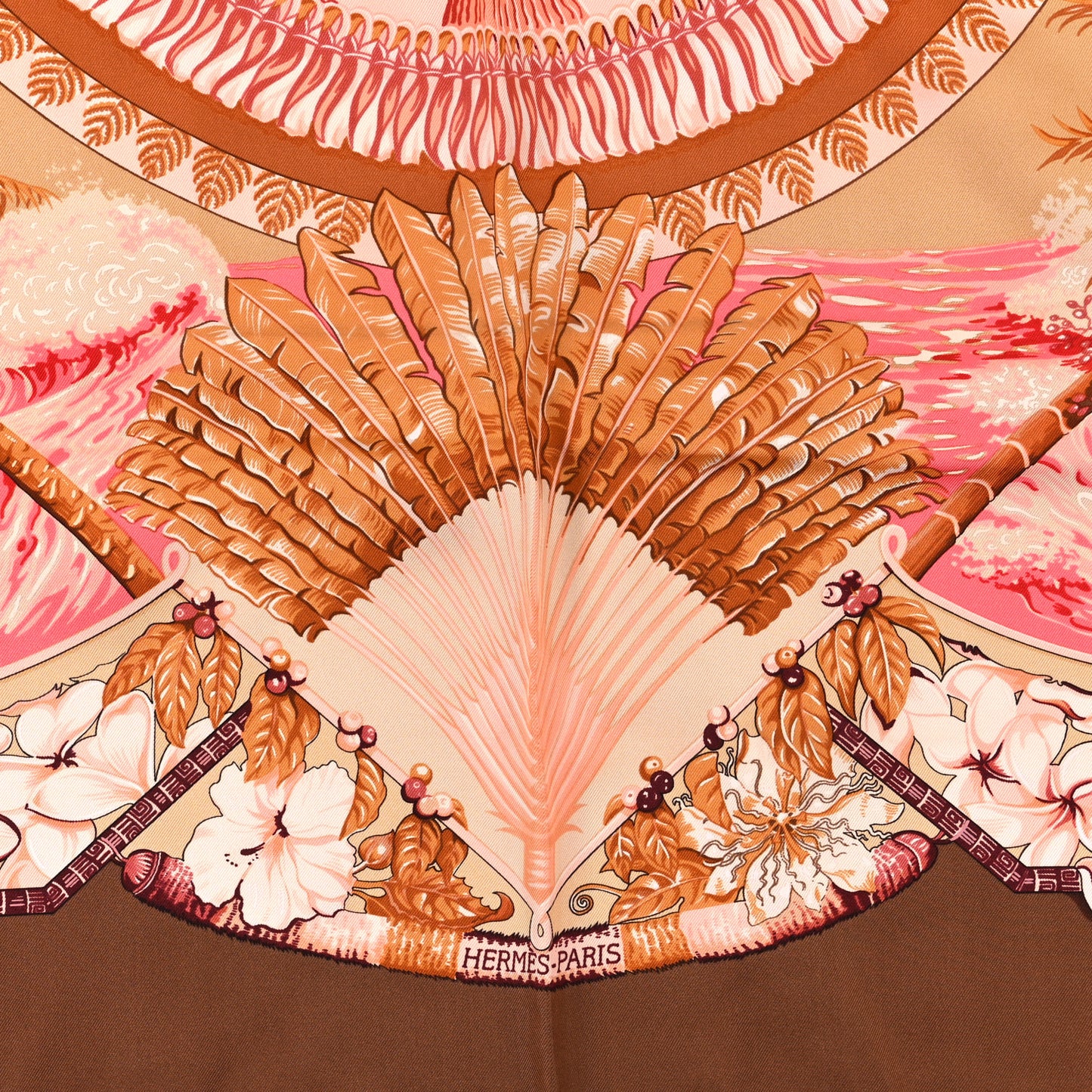 Silk Aloha Scarf 90 Brown Pink