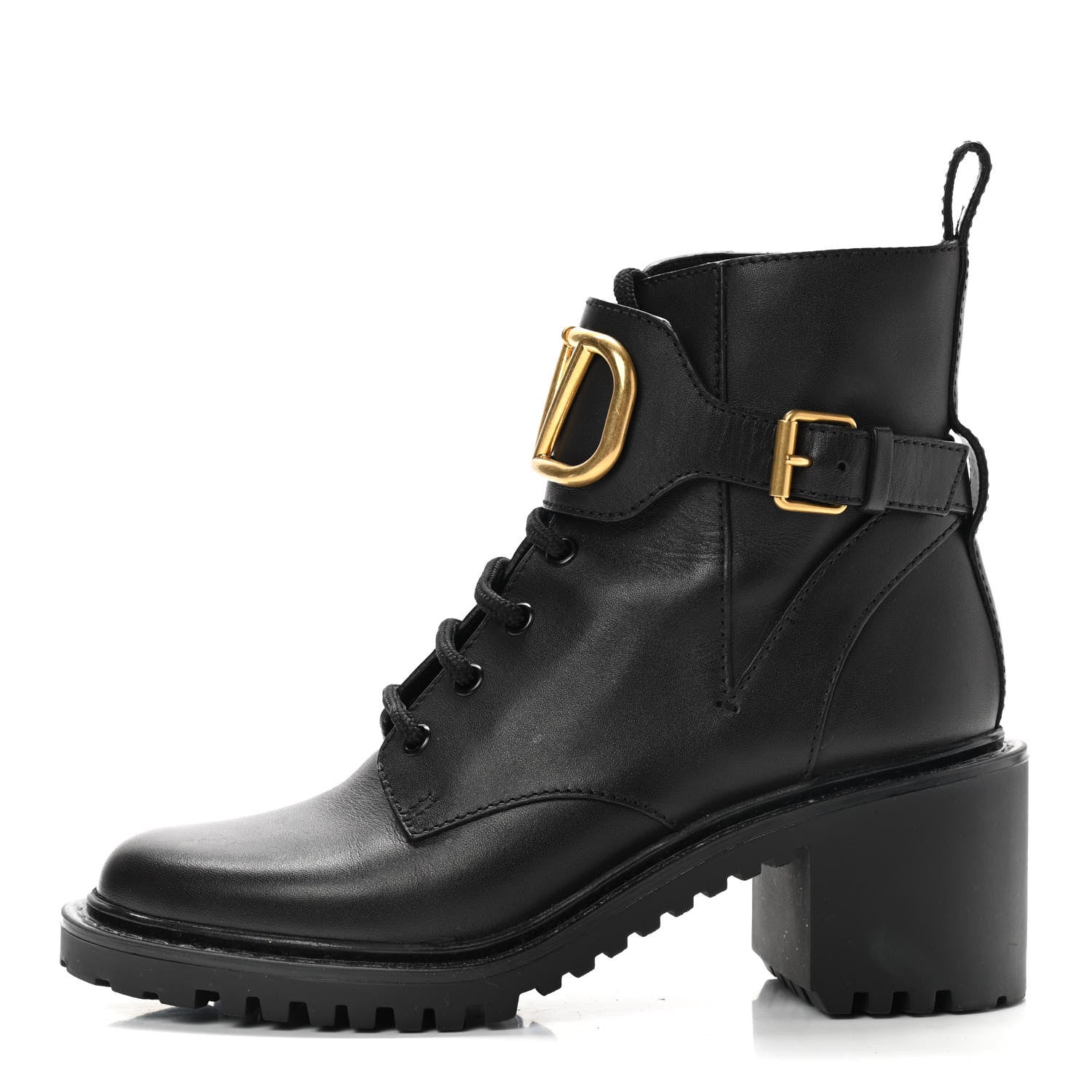 Valentino Garavani Calfskin VLOGO 15/70mm Combat Boots 37 Black 1 of 9