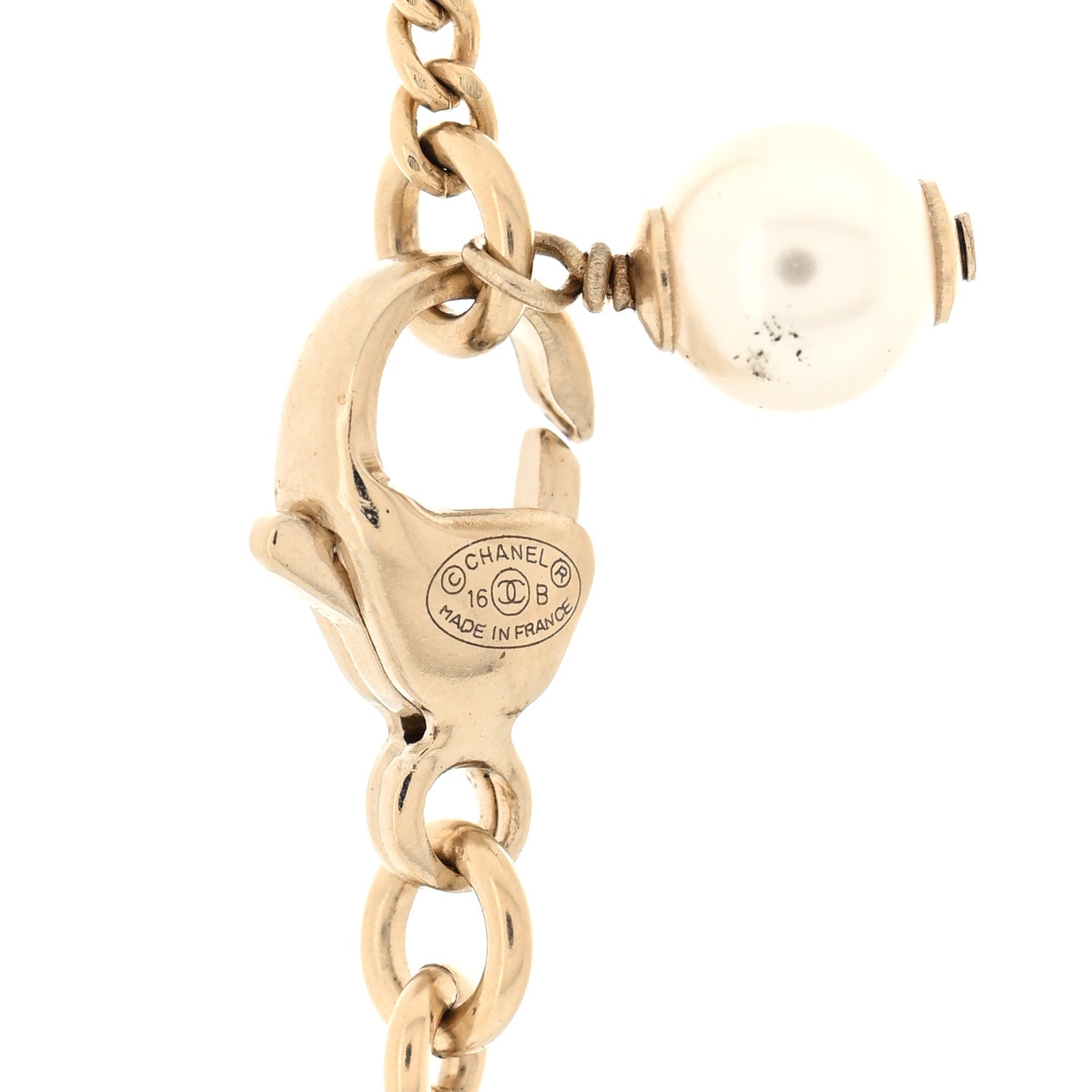 Chanel Pearl Crystal CC Rings Necklace Gold 4 of 4