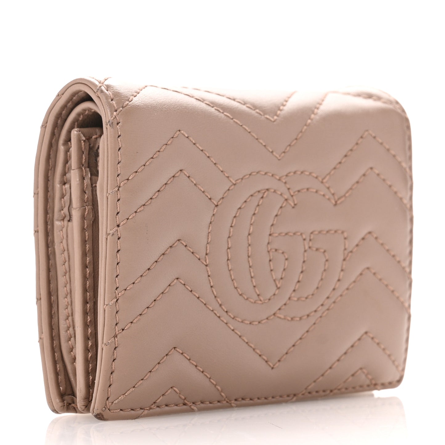Calfskin Matelasse GG Marmont Card Case Wallet Porcelain Rose