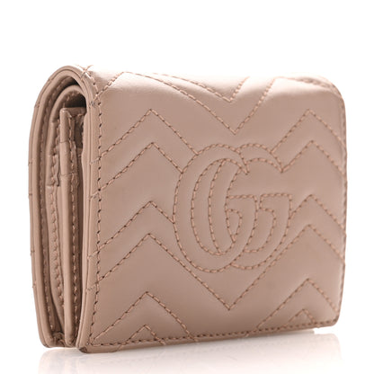 Gucci Calfskin Matelasse GG Marmont Card Case Wallet Porcelain Rose 3 of 10