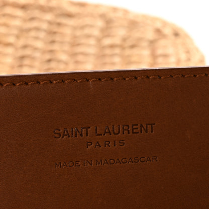 Saint Laurent Raffia Calfskin Le 5 A 7 Mini Hobo Natural Brick 7 of 14