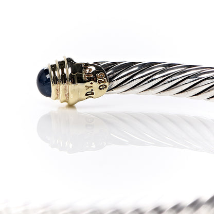 David Yurman Sterling Silver 18K Yellow Gold Blue Sapphire 4mm Cable Kids Birthstone Bracelet 5 of 5