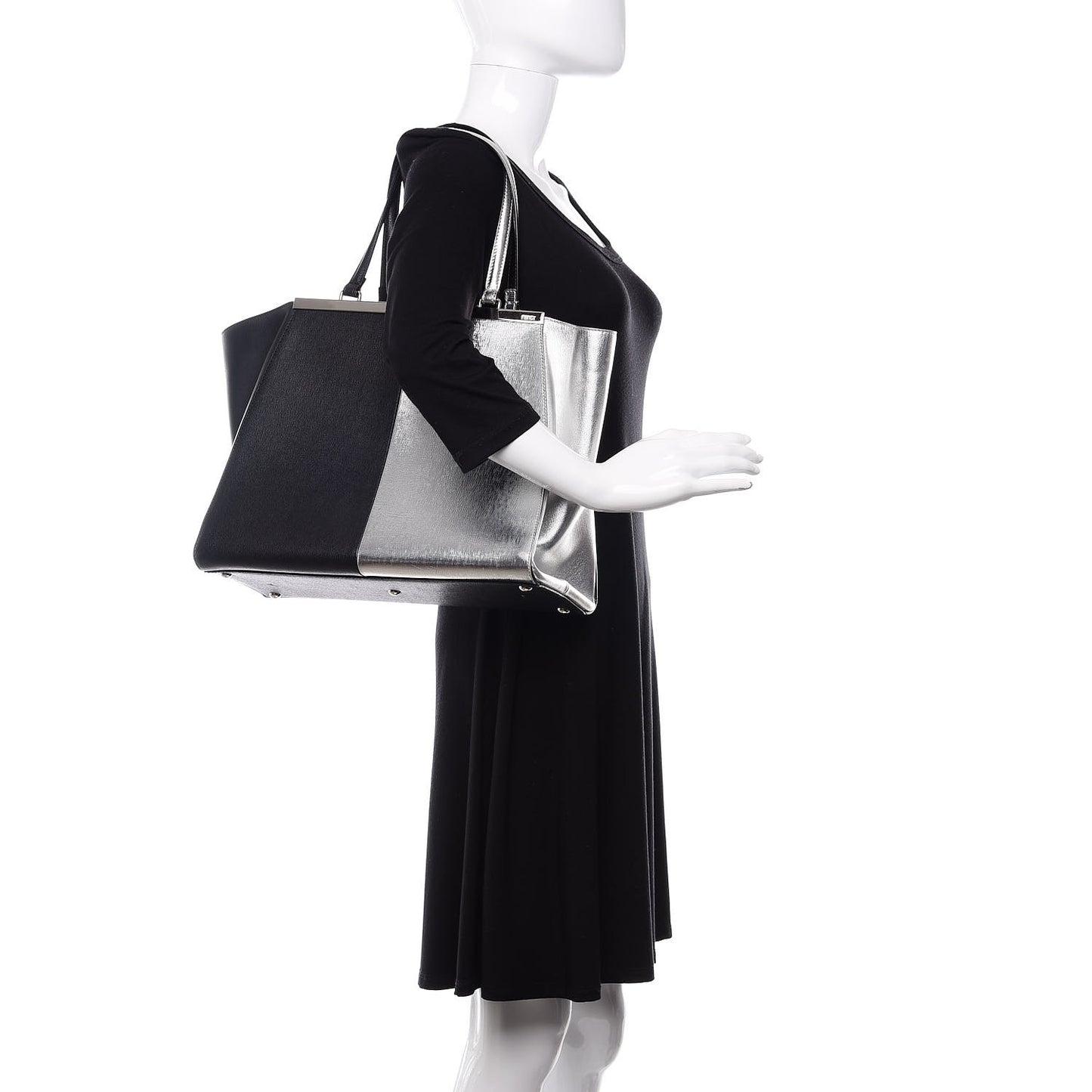 Vitello Elite Bi Color 3Jours Tote Argento Black