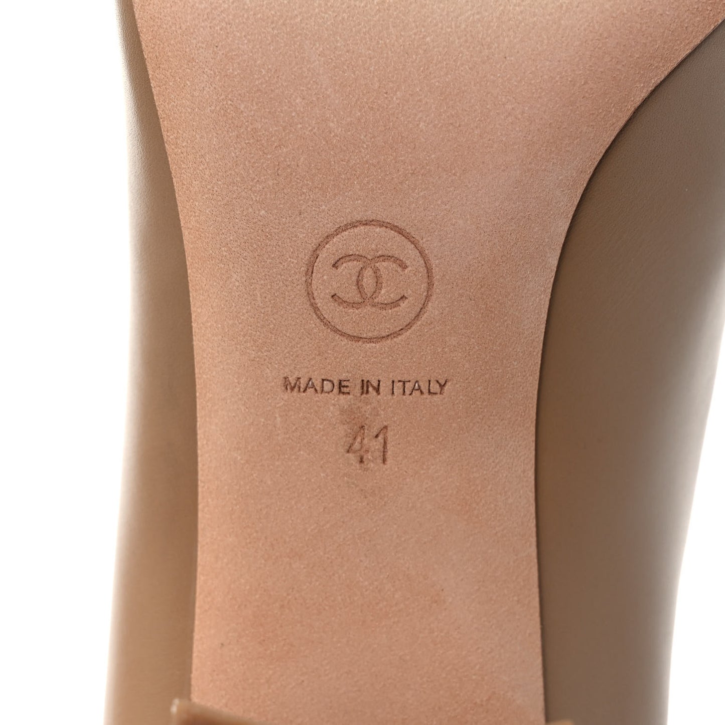 Lambskin Patent Cap Toe Pumps 41 Beige White