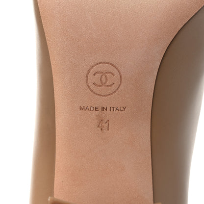 Chanel Lambskin Patent Cap Toe Pumps 41 Beige White 6 of 8