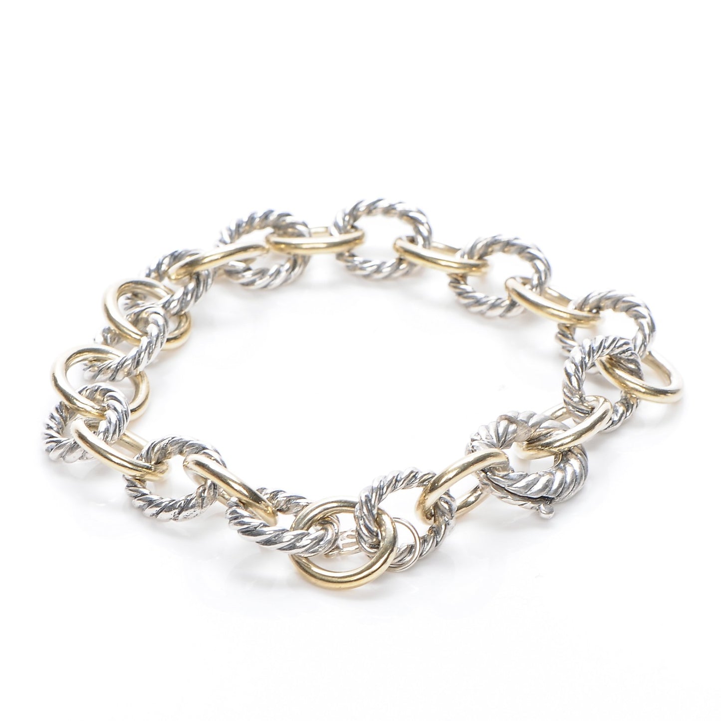 Sterling Silver 18K Yellow Gold 10mm Medium Oval Link Bracelet