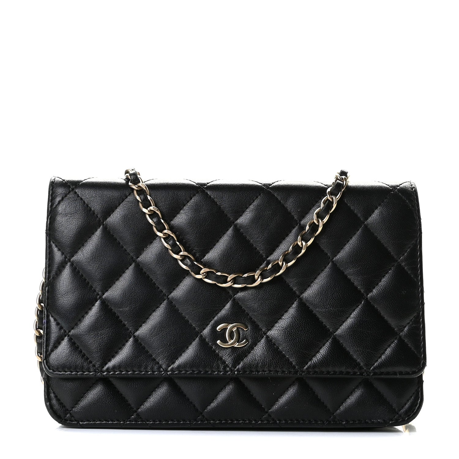Chanel Lambskin Quilted Wallet On Chain WOC Black 1 of 10