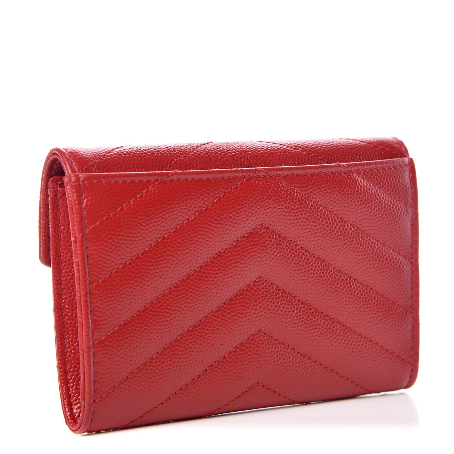 Grain De Poudre Matelasse Chevron Small Monogram Envelope Wallet New Red