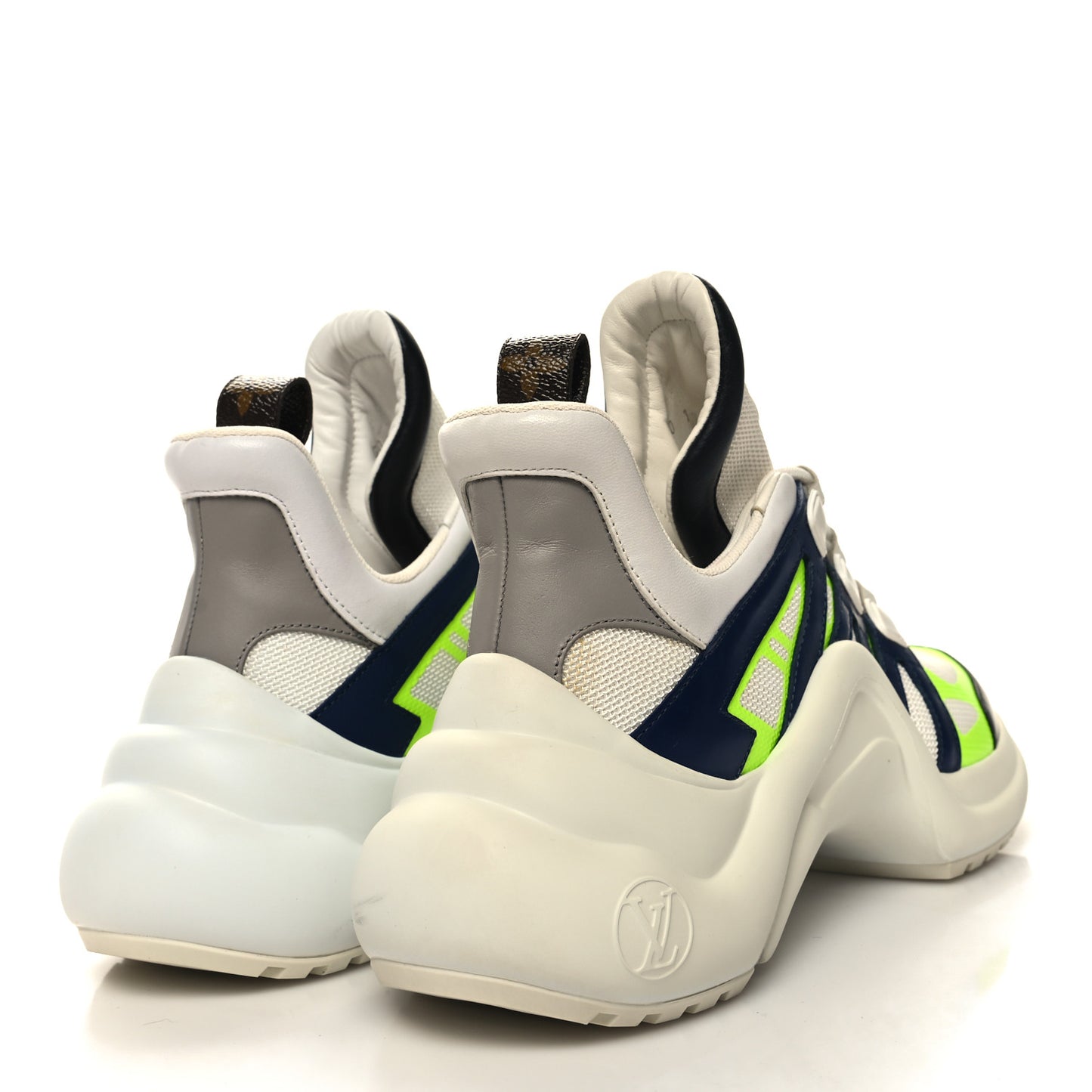 Flower Printed Calfskin Monogram LV Archlight Sneakers 38 Fluo Yellow