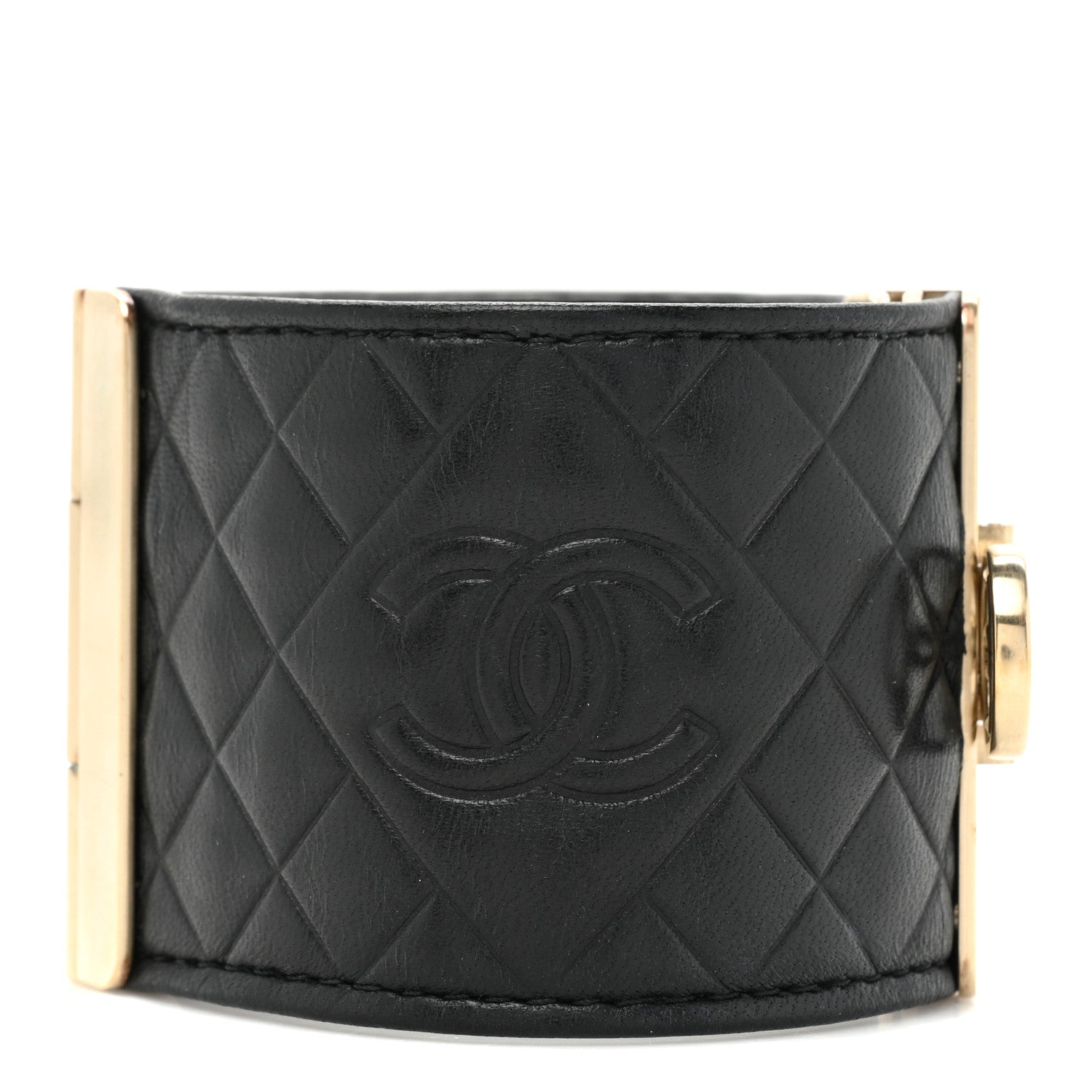 Chanel Calfskin Quilted CC Wide Cuff M Black 1 of 5