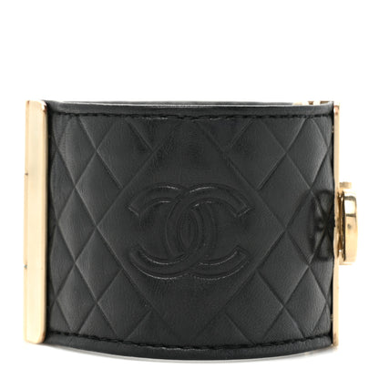 Chanel Calfskin Quilted CC Wide Cuff M Black 1 of 5