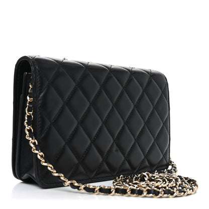 Chanel Lambskin Quilted All About Chanel Charm Wallet On Chain WOC Black 3 of 11