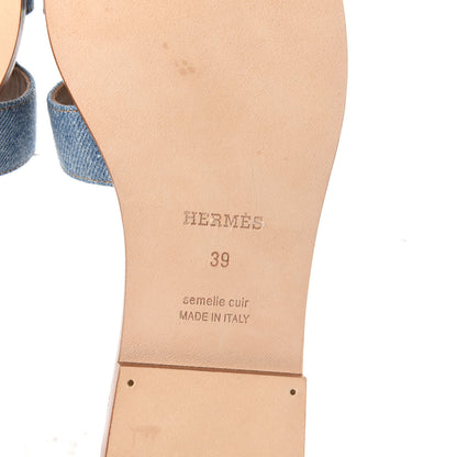 Hermes Denim Canvas Oran Sandals 39 Bleu Clair 6 of 9