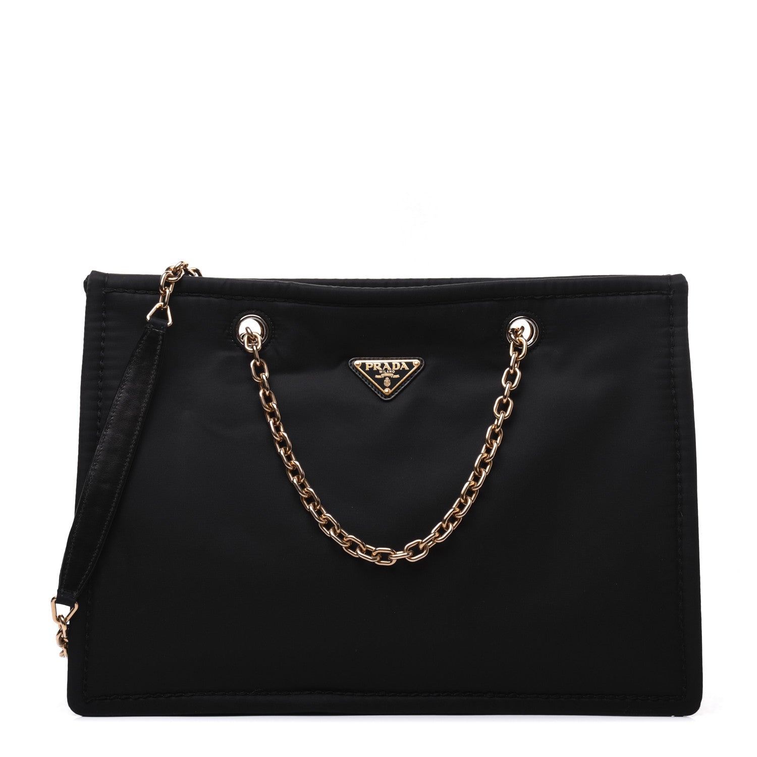 Prada Tessuto Nylon Chain Shoulder Bag Black 1 of 12