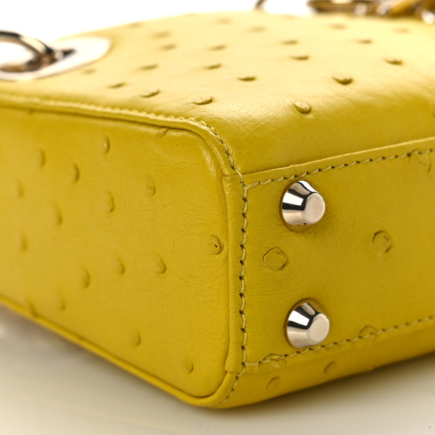 Ostrich Micro Lady Dior Yellow