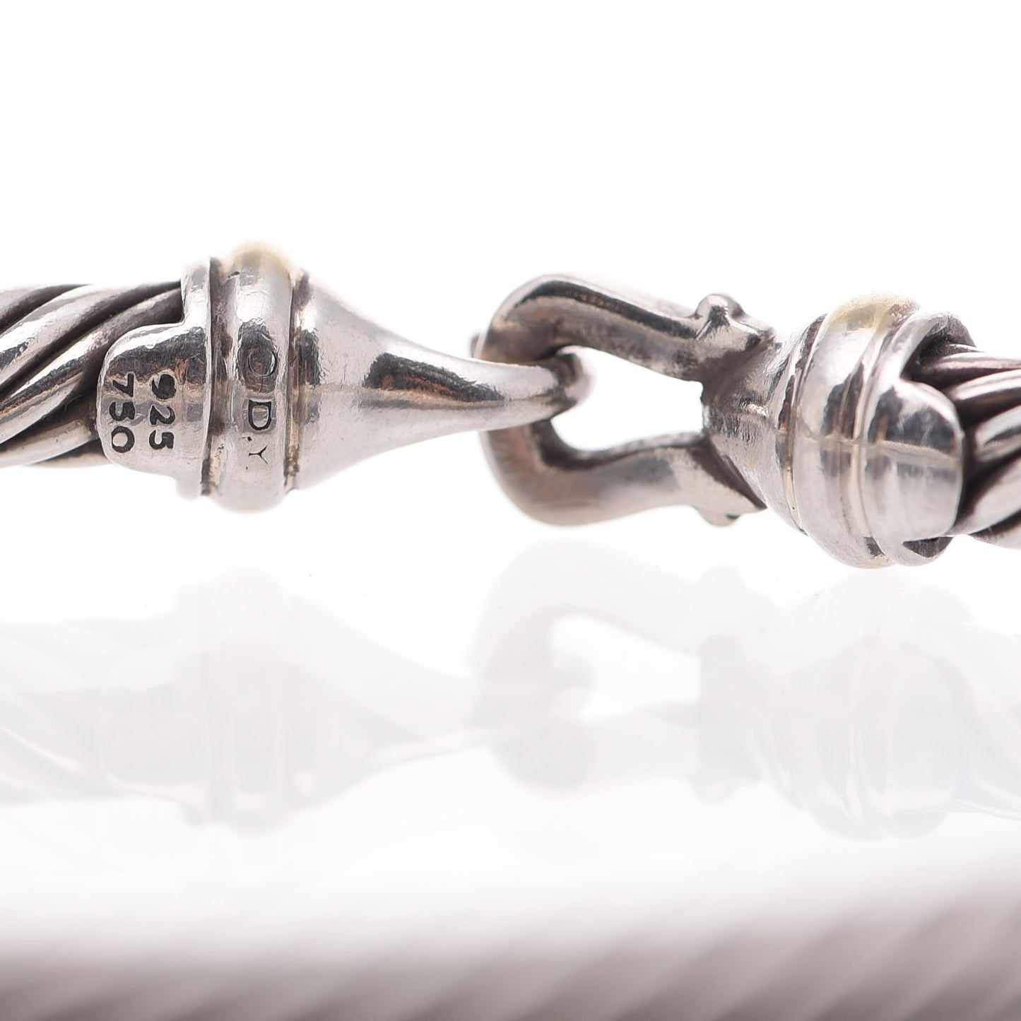 Sterling Silver 18K Yellow Gold 5mm Cable Classic Buckle Bracelet