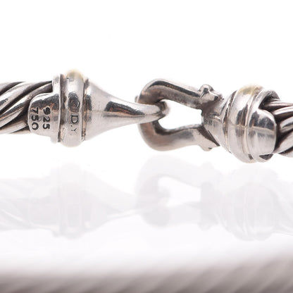 David Yurman Sterling Silver 18K Yellow Gold 5mm Cable Classic Buckle Bracelet 4 of 5