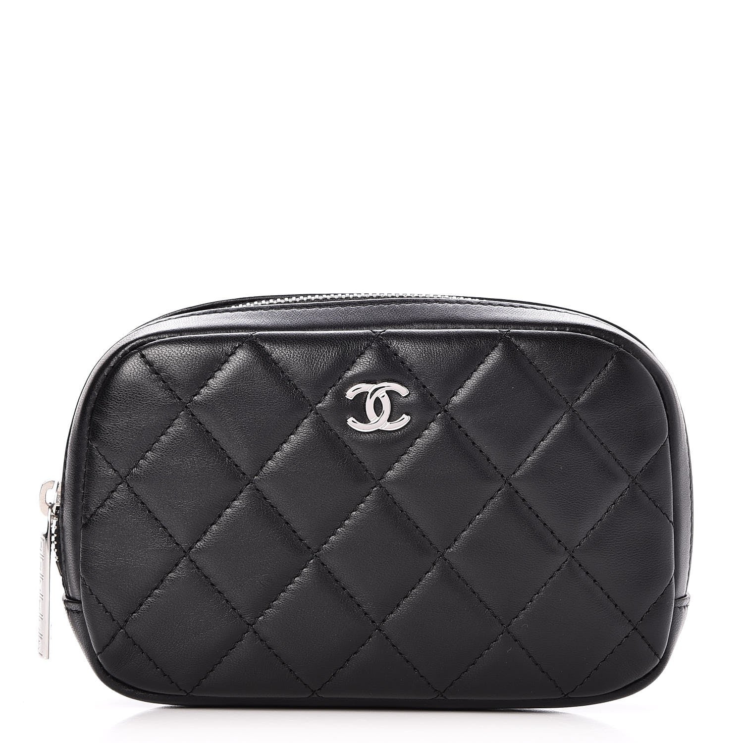 Chanel Lambskin Quilted Small Curvy Pouch Cosmetic Case Black 1 of 8