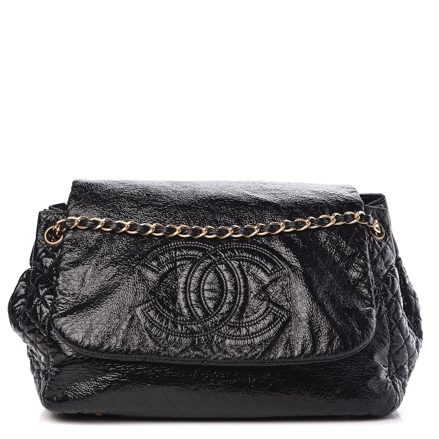 Chanel Vinyl XL Rock and Chain Flap Black 1 of 15