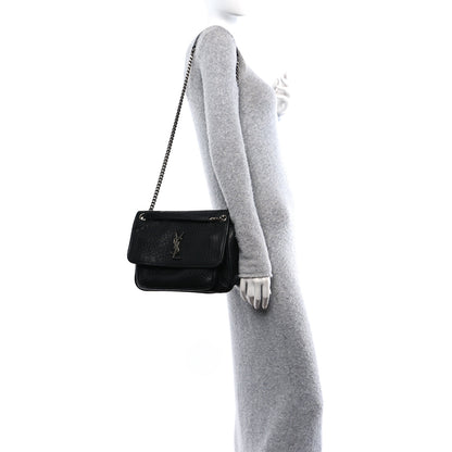 Saint Laurent Grained Lambskin Monogram Medium Niki Chain Satchel Black 2 of 10