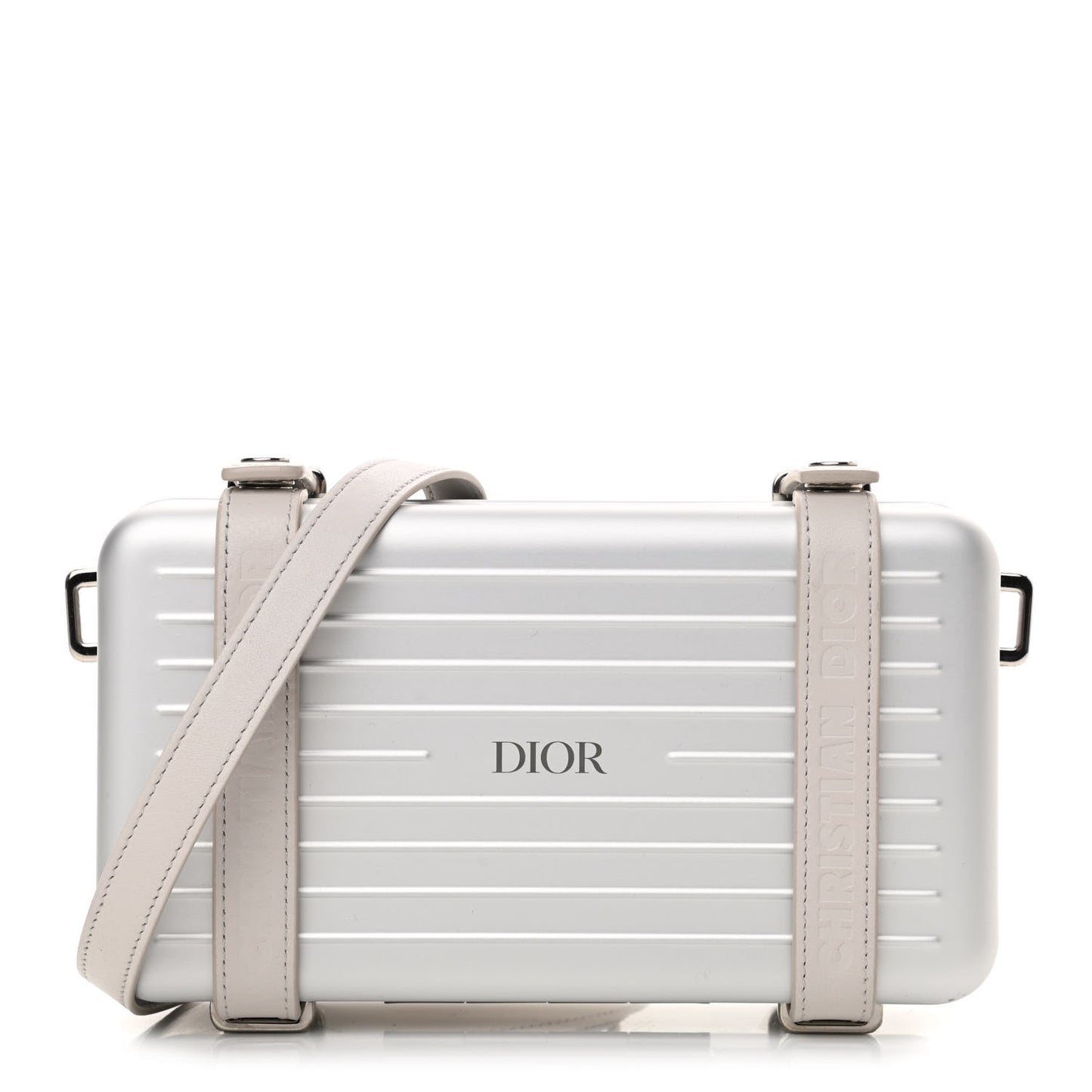 X RIMOWA Aluminum Personal Clutch On Strap Silver