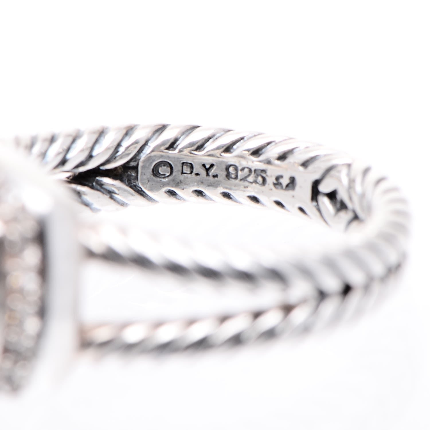 David Yurman Sterling Silver Diamond White Topaz 7mm Petite Albion Ring 51 5.75 5 of 7