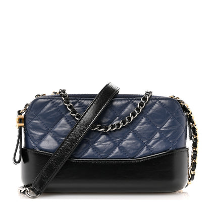 Chanel Aged Calfskin Quilted Small Gabrielle Clutch With Chain Navy Black 1 of 11