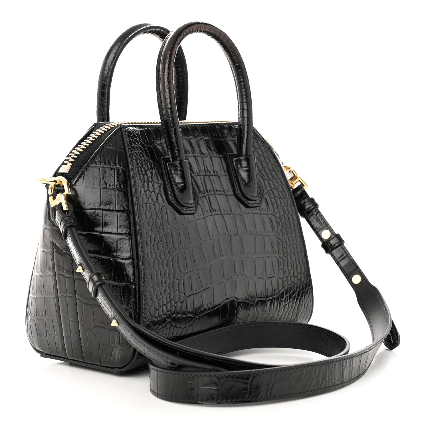 Givenchy Calfskin Crocodile Embossed Mini Antigona Black 3 of 10