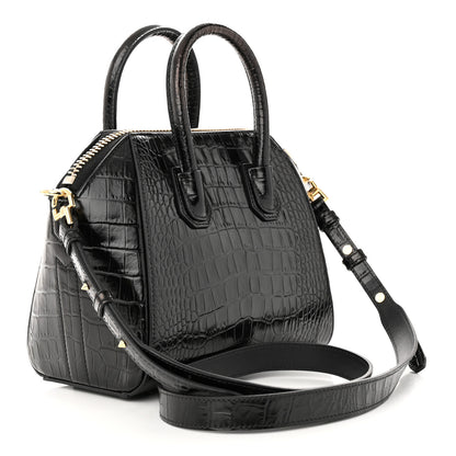 Givenchy Calfskin Crocodile Embossed Mini Antigona Black 3 of 10